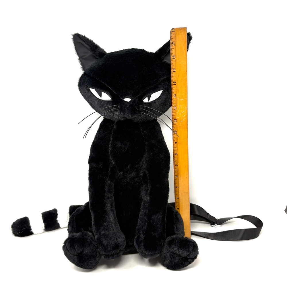 Emily the Strange Dollskill Black Plush Cat Backpack Purse Handbag - Picture 4 of 7